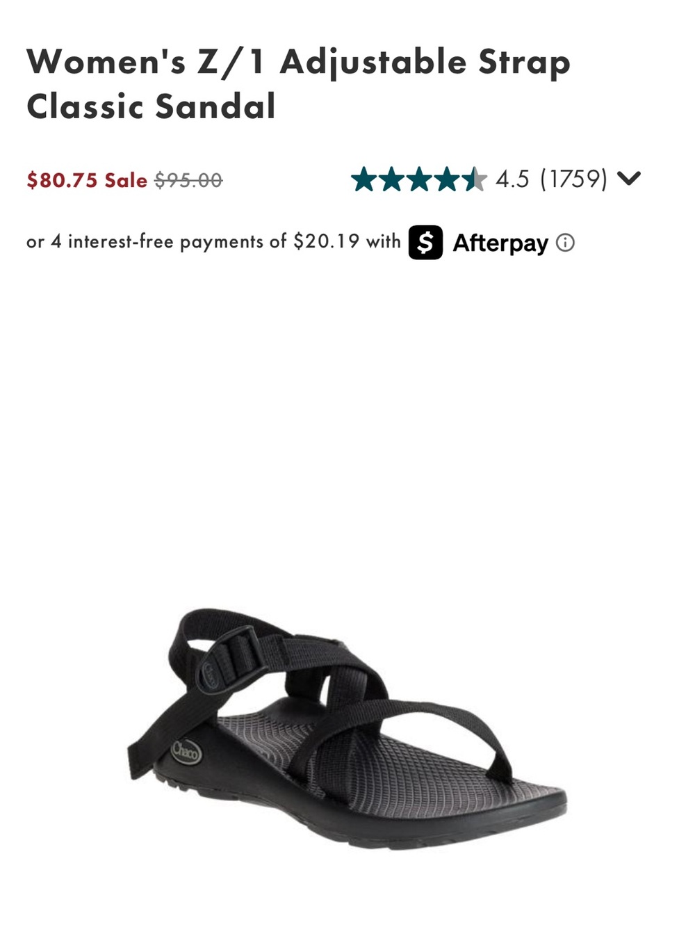 Chaco Women's Z/1 Classic Sandal - Black